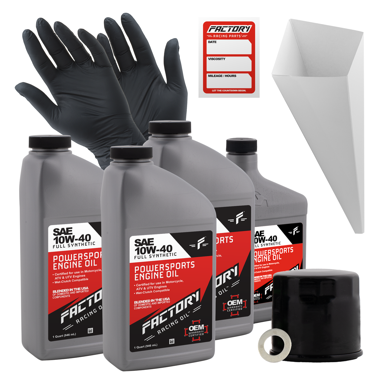 10W-40 Full Synthetic 3.5 Quart Oil Change Kit fits Suzuki DL1000, DL1050, GSX-R1000, GSX-S1000, LT-F400