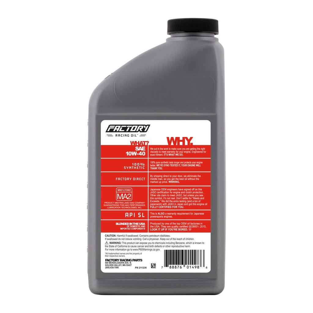 10W-40 Full Synthetic 3.5 Quart Oil Change Kit fits Suzuki DL1000, DL1050, GSX-R1000, GSX-S1000, LT-F400